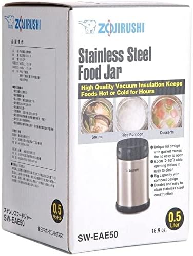 Zojirushi Steel Food Jar, Medium, Black/Stainless