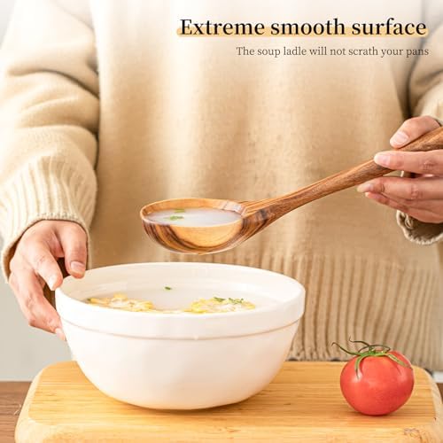 Gudamaye 13 Inch Natural Teak Wooden Soup Ladles