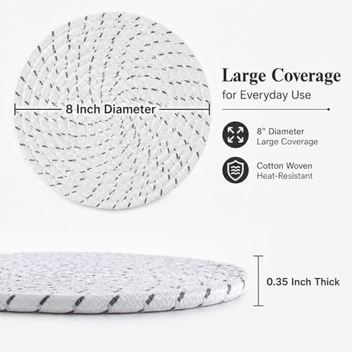 8 Inch Woven Trivets for Hot Dishes, 5 Pack Large Heat Resistant