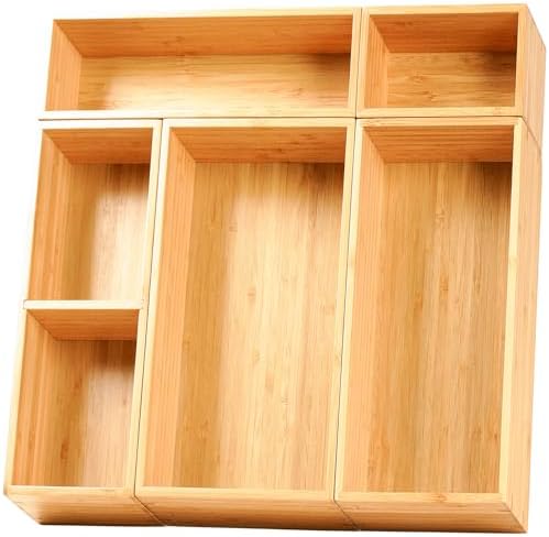 Umilife Drawer Organizer Storage Boxes, 2.5" High Bamboo Drawer