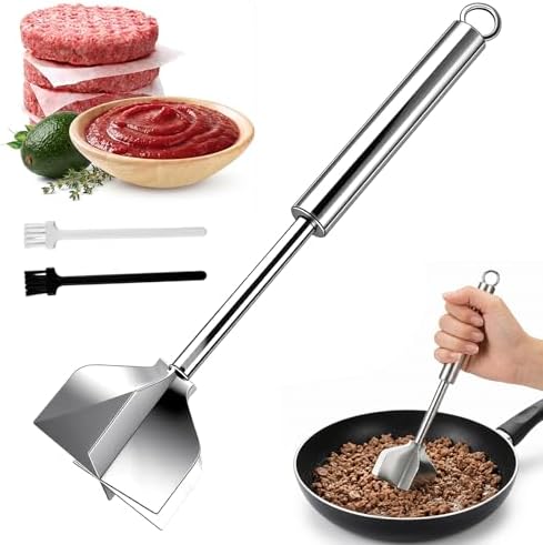 304 Stainless Steel Meat Chopper & Masher, All Stainless Steel 6-Blade