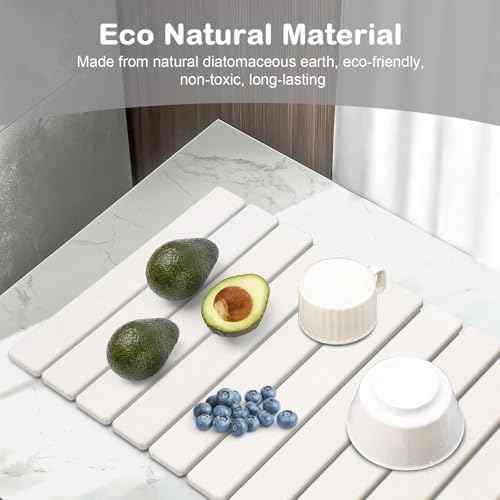2Pcs Large Stone Dish Drying Mat for Kitchen Counter, Foldable Super