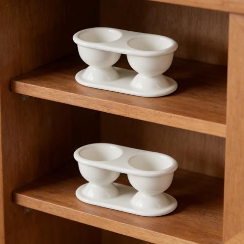 Cinf Ceramic Double Egg Cups 2 Pack, Boiled Egg Holders for Breakfast