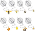 8Pcs Tea Ball,2.1 Inch Teas Strainer with Honey Bee Set Pendant