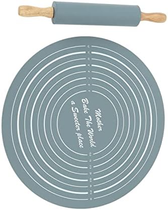 Fabater Silicone Rolling Pin Pastry Baking Mat Set, 11.8in Beech Wood
