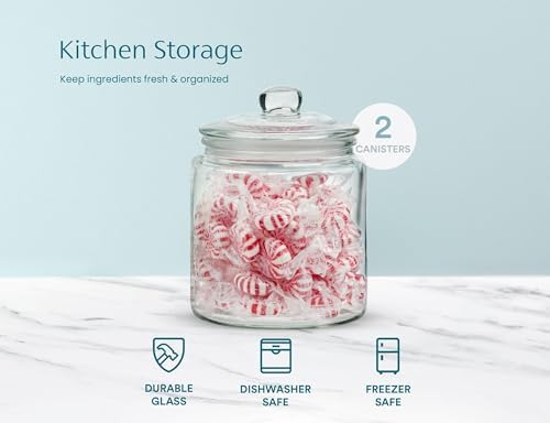 KooK Glass Storage Jars with Lids - 29oz (Set of 2), Kitchen Canisters