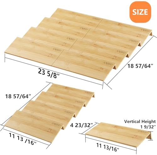 AMBIRD Bamboo Spice Drawer Organizer with Non-slip Mat,4 Tier - 2 Set