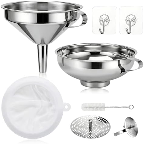 Stainless Steel Canning Funnel Set 2 Pack for Kitchen Use (Large Set)