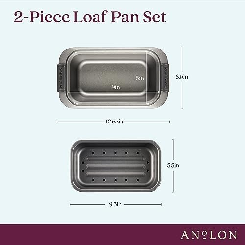 Anolon Advanced Bakeware Nonstick Bread Loaf Pan Set, 2-Piece, Gray