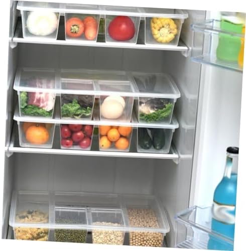 Cabilock Divided Food Storage Box with Lid, PP Refrigerator Bin