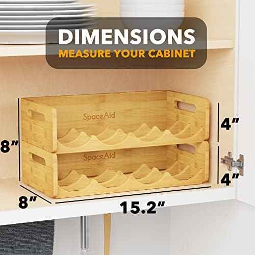 SpaceAid Bamboo Water Bottle Organizer with Labels, Kitchen Pantry