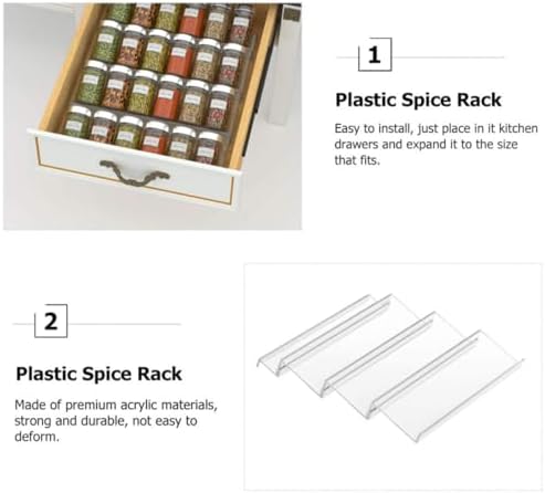 Wakauto Expandable Acrylic Spice Rack Drawer Organizer for Spice Jars