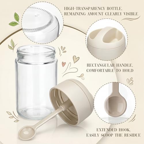 Suclain 6 Pack Glass Spice Jars with Built-in Spoons and Lids, 8.5 oz