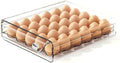30-Eggs Holder for Fridge, Clear Stackable Egg Container for