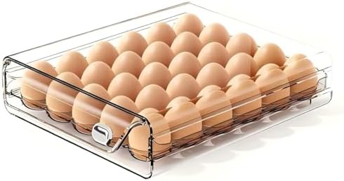 30-Eggs Holder for Fridge, Clear Stackable Egg Container for