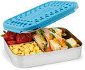 LunchBots Large Trio Stainless Steel Kids Bento Box 3-Section Aqua