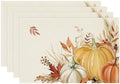 Bonhause Pumpkin Leaves Fall Placemats Set of 4, 12x18 Inch Autumn