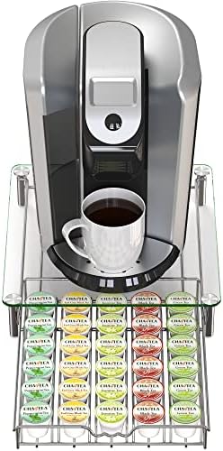 Deco Brothers Tempered Glass K-Cup Holder Drawer for 30 Coffee Pods, Chrome
