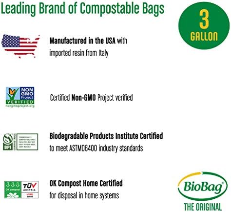 BioBag (USA), The Original Compostable Bag, 3 Gallon, 300 Total Count