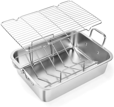 QuliMetal Stainless Steel Turkey Roasting Pan with Rack