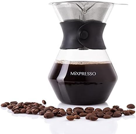 Mixpresso Pour Over Coffee Maker, Glass Carafe with Coffee Dripper