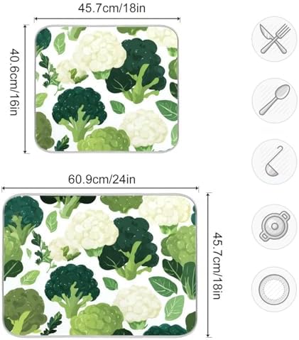 OTVEE Vegetable Garden Art Dish Drying Mat for Kitchen Counter