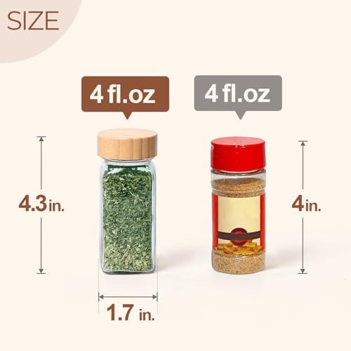 ComSaf Glass Spice Jars, 4 oz, 6-Pack