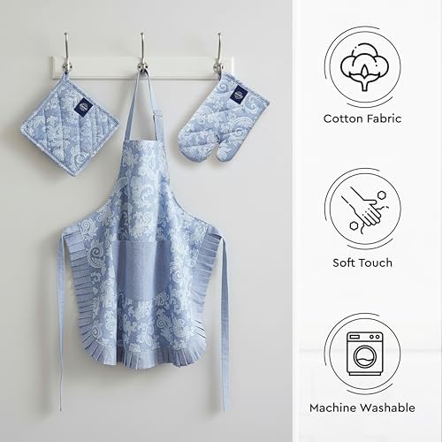 Encasa XO Kitchen Apron with Oven Gloves & Potholder - Combo Set -100%