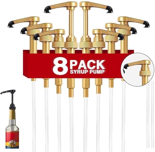 8 pcs Leak Proof Syrup Pumps with Cap, Fits 25.4 Oz/750ml Bottles
