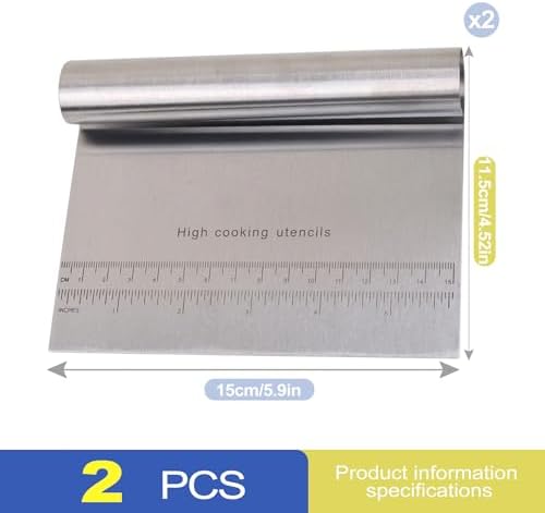 2 Pack Stainless Steel Dough Scraper & Dough Cutter, Pastry Knife &