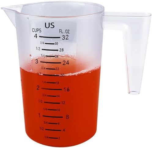 4 Cup/32 Oz Measuring Cups, Clear, Strong Food Grade Liquid Measure
