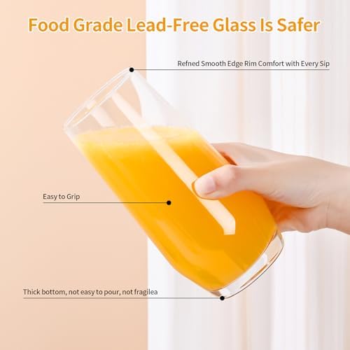 ZMOWIPDL Drinking Glasses Set of 8,Clear 13 oz & 18oz Crystal Glass