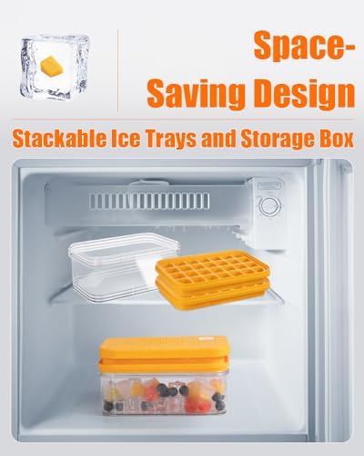 Brigii Ice Cube Tray with Lid & Storage Bin, 56 Cubes Ice Trays for