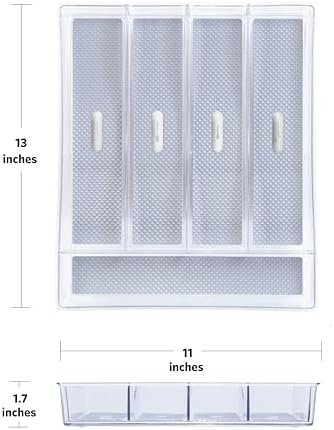 Glad Silverware & Utensil Drawer Organizer - Divided Clear Plastic