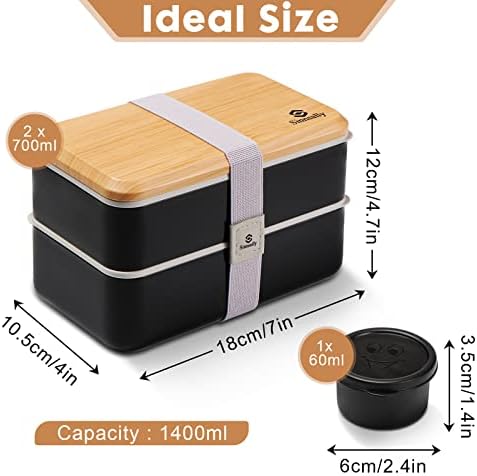 Sinnsally Bento Box Adult Lunch Box with Compartments for Women &