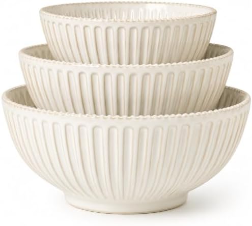 Ceramic Mixing Bowls Set of 3, 4.8/2.9/1.5 Qt