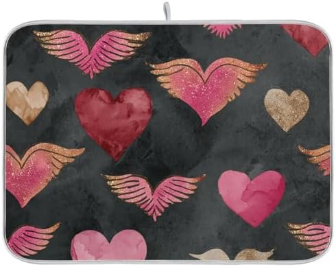 OTVEE Romantic Wing Art Dish Drying Mat for Kitchen Counter Absorbent