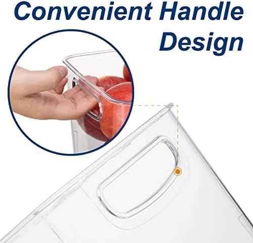 Set Of 8 Clear Pantry Organizer Bins Refrigerator Organizer Bins ,Plastic Stackable Fridge Organizer Clear Storage Bins For Organizing Kitchen,Cabinet And Countertops,BPA Free(4 Small & 4 Large)
