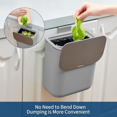 2.4 Gallon Stainless Steel Hanging Trash Can with Lid