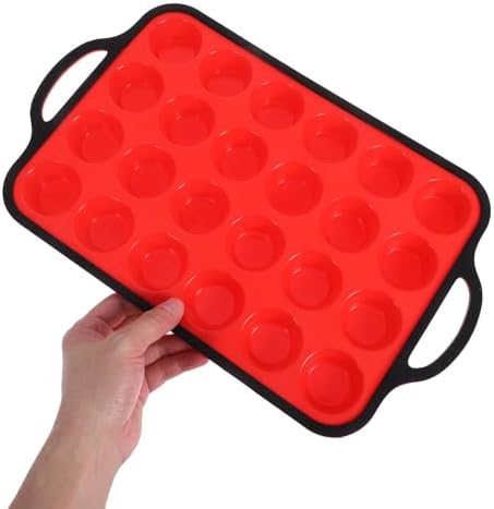Hemoton Silicone Mini Muffin Pan with Iron Center 24-cup Non-stick