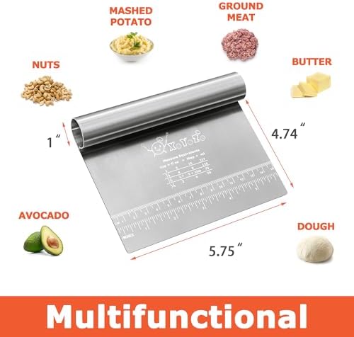 Bench Scraper Dough Pastry Cutter Stainless Steel Blade Kitchen Baking