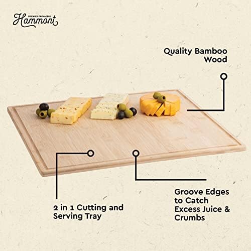 Bamboo Cutting Boards for Kitchen - Wood Cutting Board with Juice
