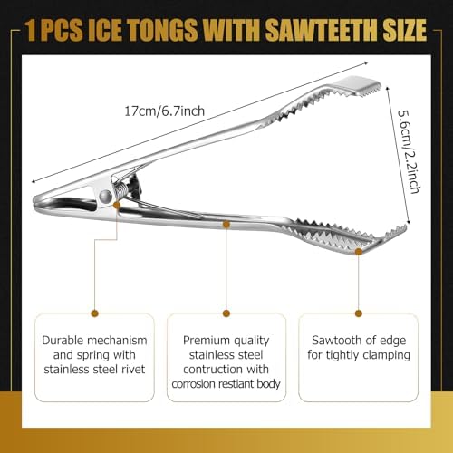 Ice Tongs for Ice Bucket 6.7'' Silver Stainless Steel Bucket Tong