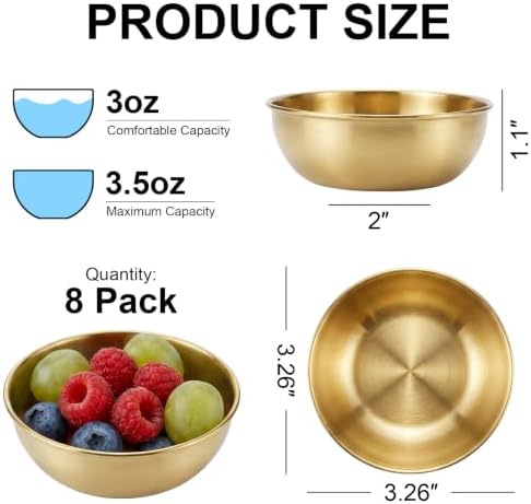 tifanso 8PCS Small Stainless Steel Dipping Bowls for Sauce &
