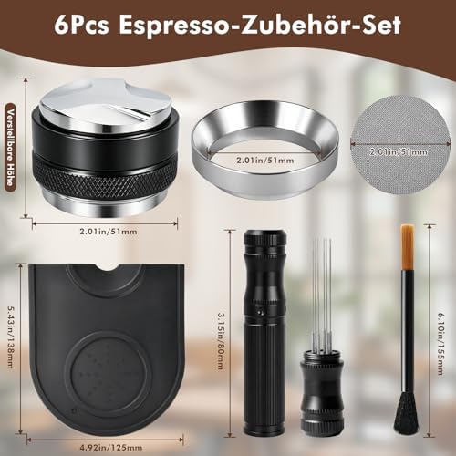 Philorn 51mm Espresso Accessories Kit, 6Pcs Distributor Tamper WDT