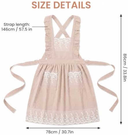 Aoomzoon Vintage Aprons for Women with Lace Ruffle, Cooking Kitchen