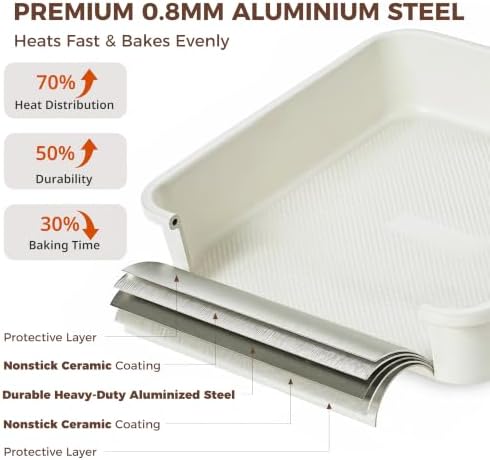 HONGBAKE Ceramic 9x9 Baking Pan 2 Pack, Square Cake Pan with Diamond