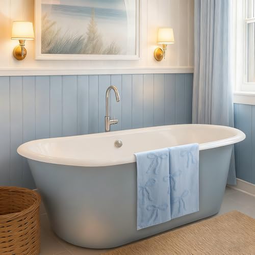 FuWeave 2 Pcs Blue Hand Towels for Bathroom Coquette Bow Decor, 100%