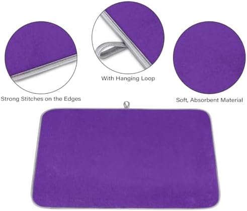 Dish Drying Mats for Kitchen Counter Purple Solid Color Drainer Rack
