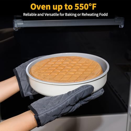 9.5 Inch Round Cake Pan Set of 2,Cast Aluminum Bakeware Ceramic